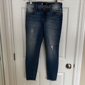 Kut from the Kloth Dark Blue Distressed Skinny Ankle Length Jeans